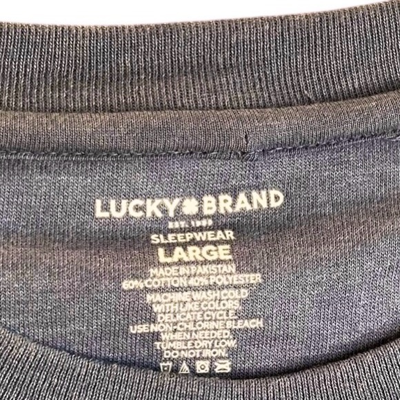 Lucky Brand Men’s‎ Long Sleeve Crewneck Shirt Blue Casual Knit Tee Size Large - Picture 4 of 4